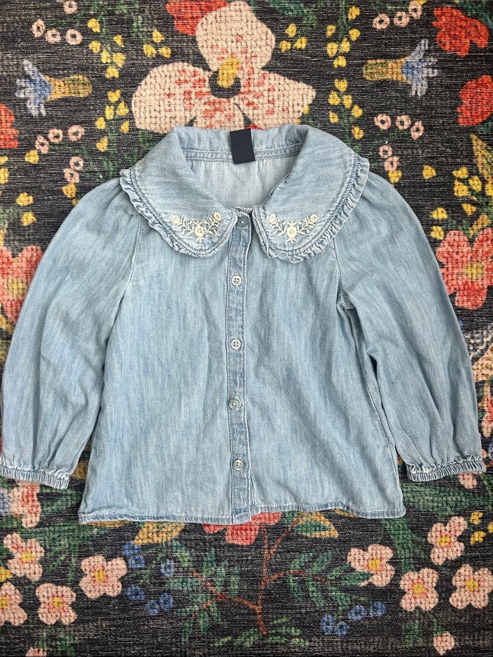 Gap Toddler Chambray Embroidered Button-Down Shirt, Size 3T